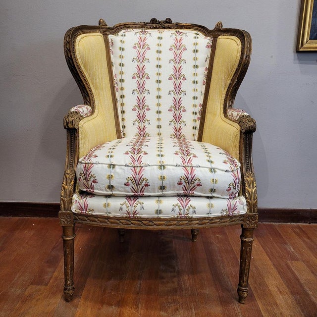 Louis XVI French Wooden Corbeille Armchair by Pierre Frey, 1820 For Sale - Image 6 of 18