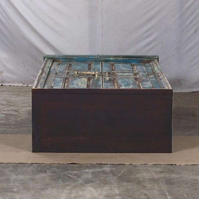 Armoire Constructed From Antique Indian Painted Teakwood Doors and Elements For Sale - Image 4 of 7