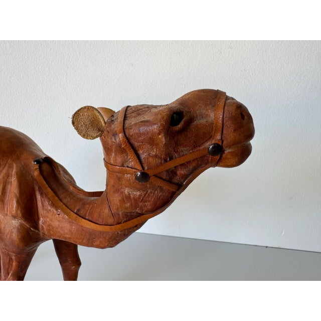 Vintage Leather Camel Sculptures – A Pair/ Sold For Sale - Image 9 of 11