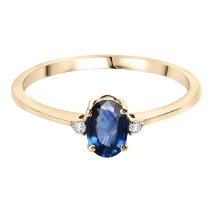 14k Gold Diamond Sapphire Dainty Ring Size 5