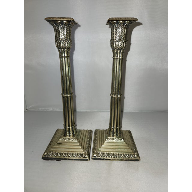 Late-Georgian Silverplated English Candlesticks Pair by Hawsworth, Eyre & Co. Sheffield For Sale - Image 13 of 13