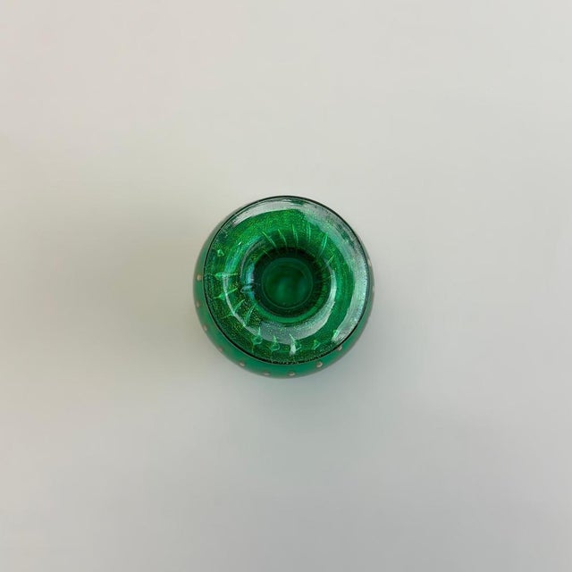 Metal Vintage Italian Murano Glass Vase with Bullicante, 1980s For Sale - Image 7 of 10