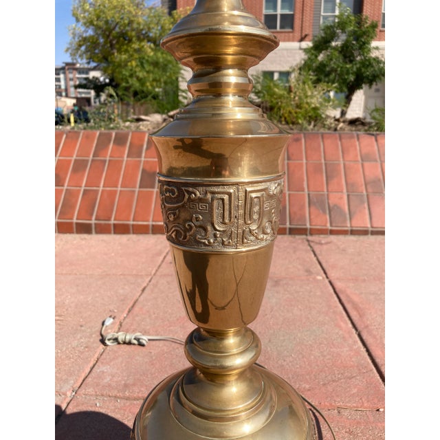 Brass Mid 20th Century Majestic Marbro Japanese Brass Table Lamp in James Mont For Sale - Image 8 of 13