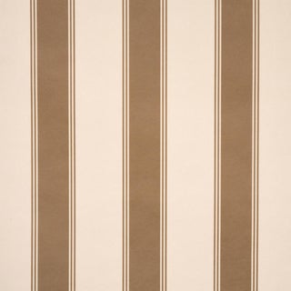 Sample - Schumacher Rafe Stripe Wallcovering In Chocolate For Sale