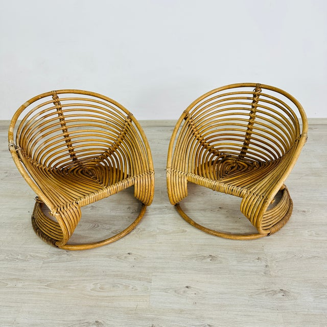 Wood Italian Rattan Lounge Chairs With Coffee Table – Set of 3 For Sale - Image 7 of 16