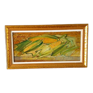 1920s Dezso Kovesi Oil on Board "Fresh Corn" Hungarian American Listed Wwwaa