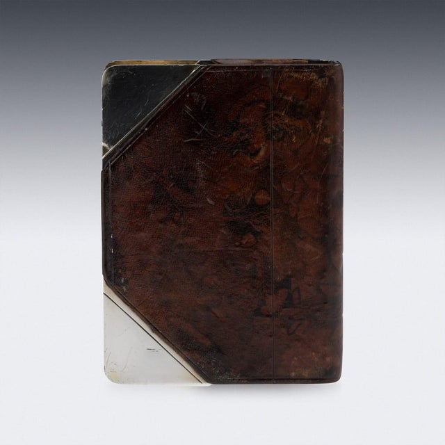 Novelty Silver Plate and Leather Book Shaped Hip Flask by J Dixon & Sons For Sale - Image 4 of 16