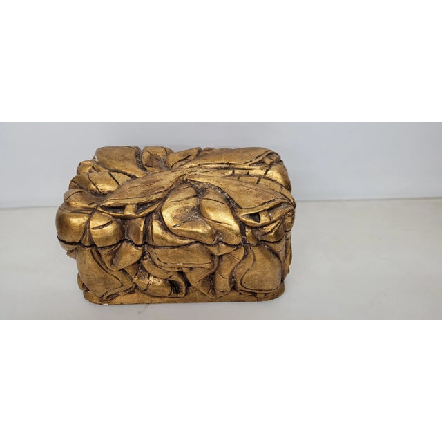 Vintage Gold Gilt Wood Box Chunky Chest Original Holder Display Table Top Accessories chest Good Condition with wear and...