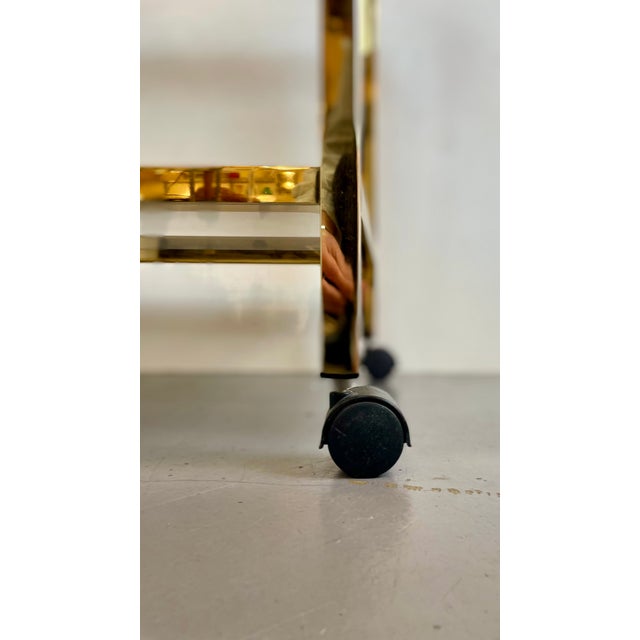 Brown Hollywood Regency Gold Bar Cart, 1980s For Sale - Image 8 of 15