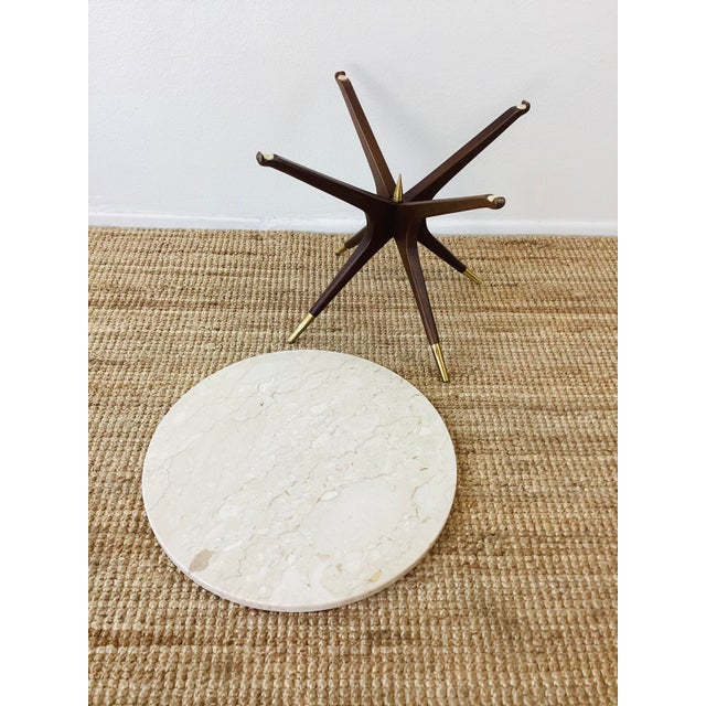 Brown Vintage 1960s mId Century Modern Starburst Base Marble Top Side Table For Sale - Image 8 of 9