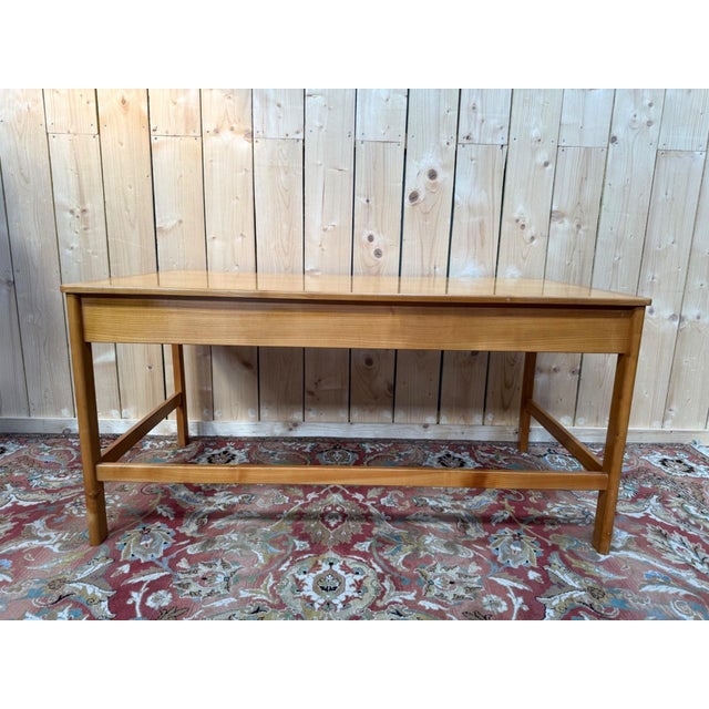 Scandinavian Style Flat Desk in Walnut and Oak attributed to Petersen Bernt, 1960s For Sale - Image 6 of 8