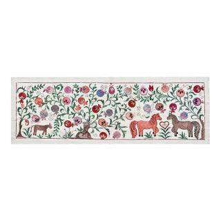 Horse and Donkey Suzani Wall Hanging For Sale