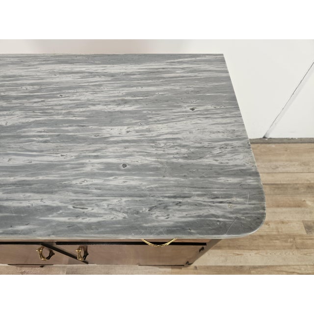 Art Deco Sideboard in Mahogany Feather with Marble Top and Brass Handles, 1940 For Sale - Image 6 of 18