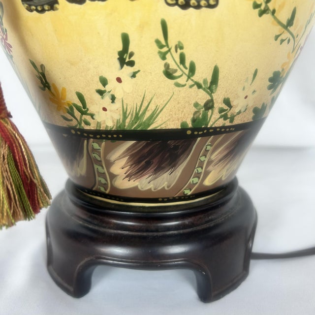 Asian 1980s Asian Hand Painted Tropical Elephant Table Lamp With Shade For Sale - Image 3 of 7