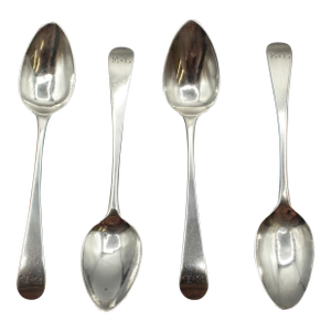 1808 English Set of Four Sterling Silver Teaspoons by Peter and William Bateman
