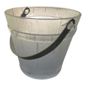 Vintage Glass Ice Bucket -1950s MCM Glass Barware W/Hammered Aluminum Handle