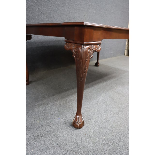 Wood Harden Cherry Claw-and-Ball Extension Dining Table With Leaves For Sale - Image 7 of 16