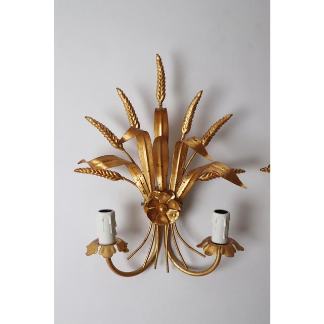 Metal American Regency Ear of Wheat Gilt Wall Lamps from Hans Kögl, 1960s, Set of 2 For Sale - Image 7 of 18