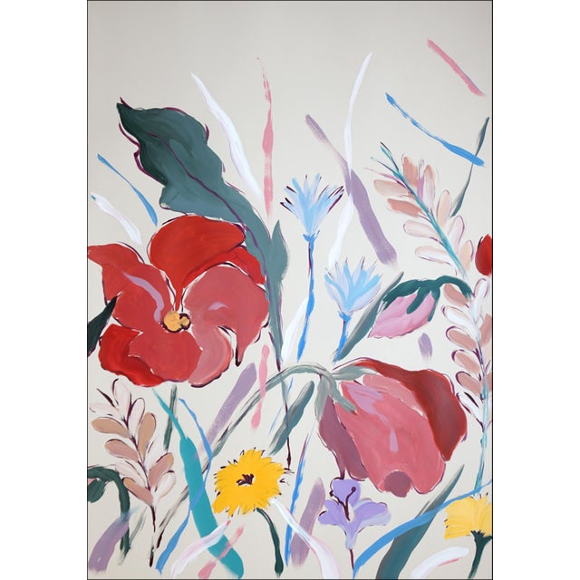 2020s 2026, Illustration Style Painting Triptych of Poopies and Wildflowers, Acrylic Paint on Watercolor Paper by Romina Milano For Sale - Image 5 of 11