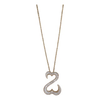 0.16ctw Diamond Open Hearts Pendant Necklace 14k Yellow Gold Jane Seymour For Sale