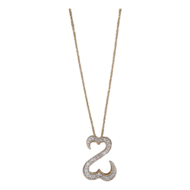 0.16ctw Diamond Open Hearts Pendant Necklace 14k Yellow Gold Jane Seymour For Sale