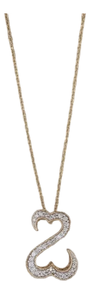 0.16ctw Diamond Open Hearts Pendant Necklace 14k Yellow Gold Jane Seymour