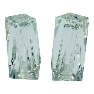 Vintage Saks Fifth Avenue Modernist Crystal Salt & Pepper Set- a Pair For Sale