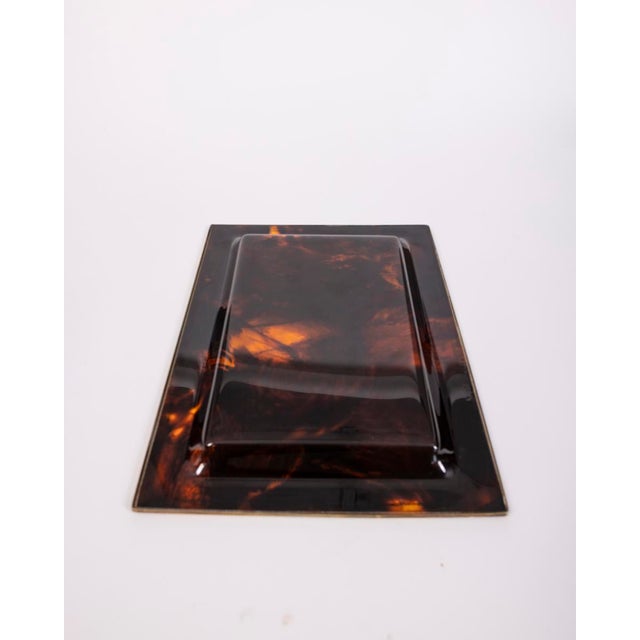 Vintage Italian Brass and Acrylic Glass Tray, 1970s For Sale - Image 4 of 10