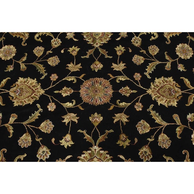 Agra Rug 10'2'' X 14'2'' Black Wool/Silk Traditional Hand-Knotted Carpet For Sale In Philadelphia - Image 6 of 15
