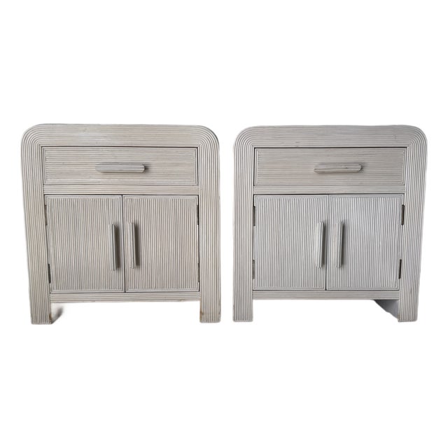 1970s Vintage Gabriella Crespi Style Pencil Reed Nightstands – Pair For Sale