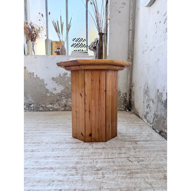 Hexagonal Pine Console Table from Regain, 1970s For Sale - Image 9 of 18