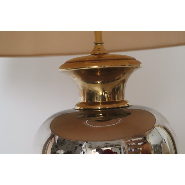 Large Hollywood Regency Table Lamp in Gold and Platinum, 1980s For Sale - Image 9 of 18