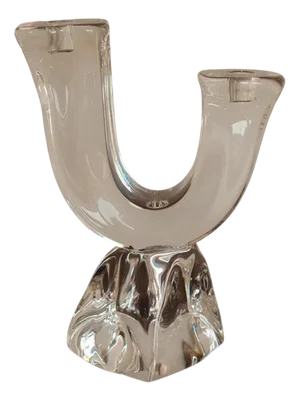 Sculptural Crystal Candleholders from Daum, France, 1970s, Set of 2