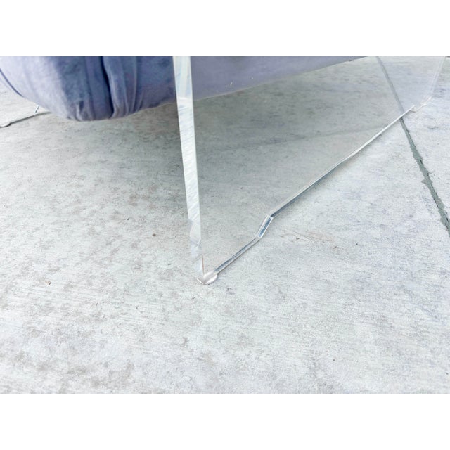 1980s Velvet and Lucite Lounge Chairs For Sale - Image 14 of 14