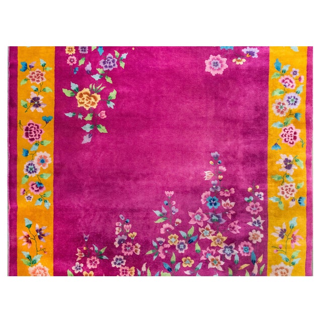 Magenta Early 20th Century Chinese Art Deco Rug For Sale - Image 8 of 15