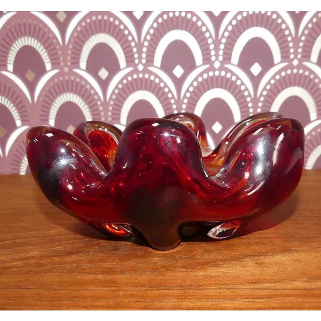 Large Murano Glass Bowl in Red, 1960s For Sale - Image 7 of 8