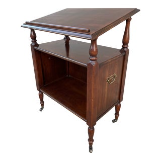 Vintage Brandt Furniture Mahogany Book Stand on Castors For Sale