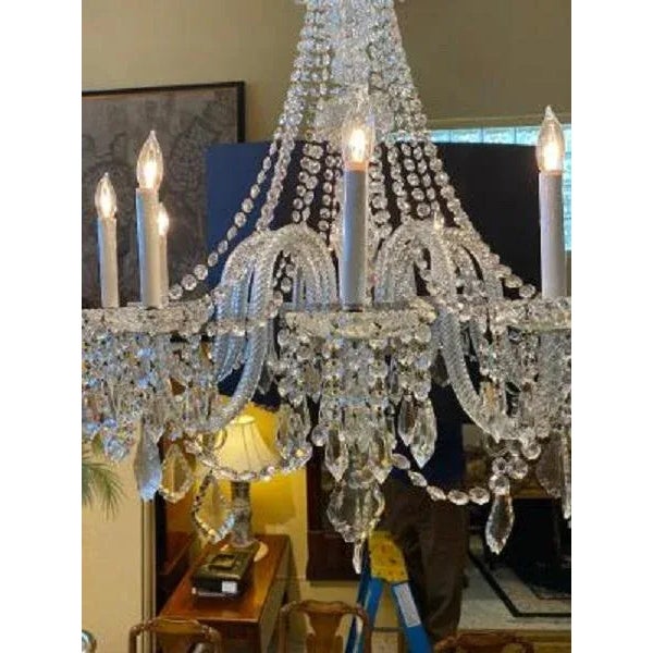 European Crystal Chandeliers- a Pair For Sale - Image 9 of 12