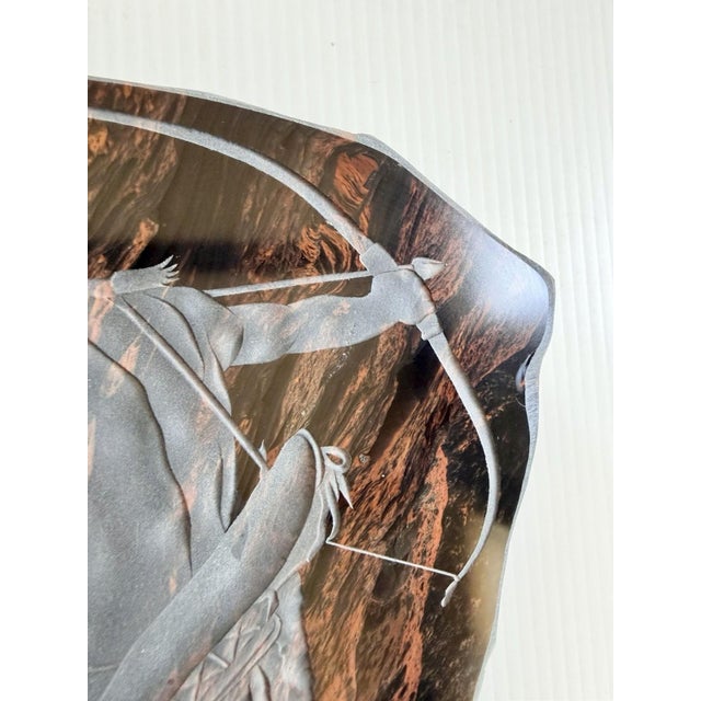 1973 René Skuta Mahogany Obsidian Lapidary Art Sculpture of Native American Archer For Sale - Image 10 of 13