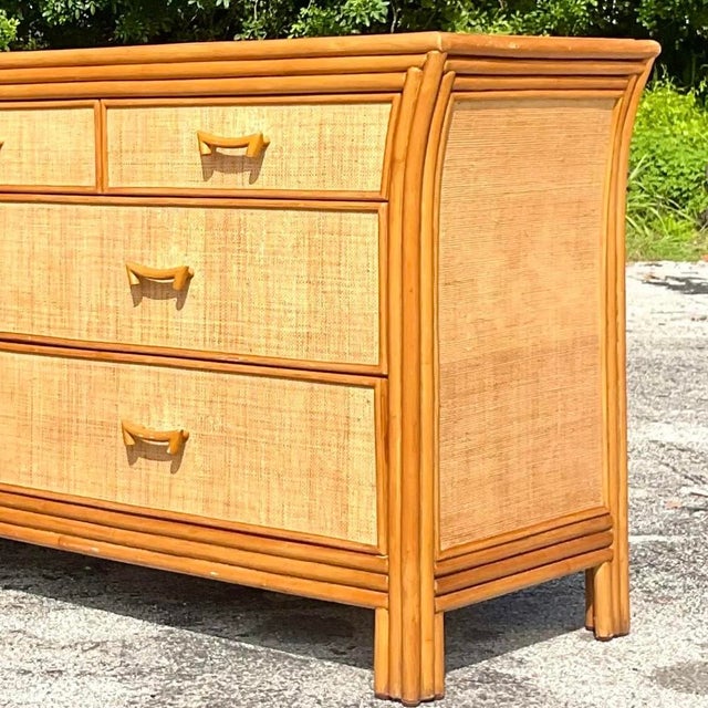 Late 20th Century Vintage Coastal Grasscloth Dresser For Sale - Image 12 of 15