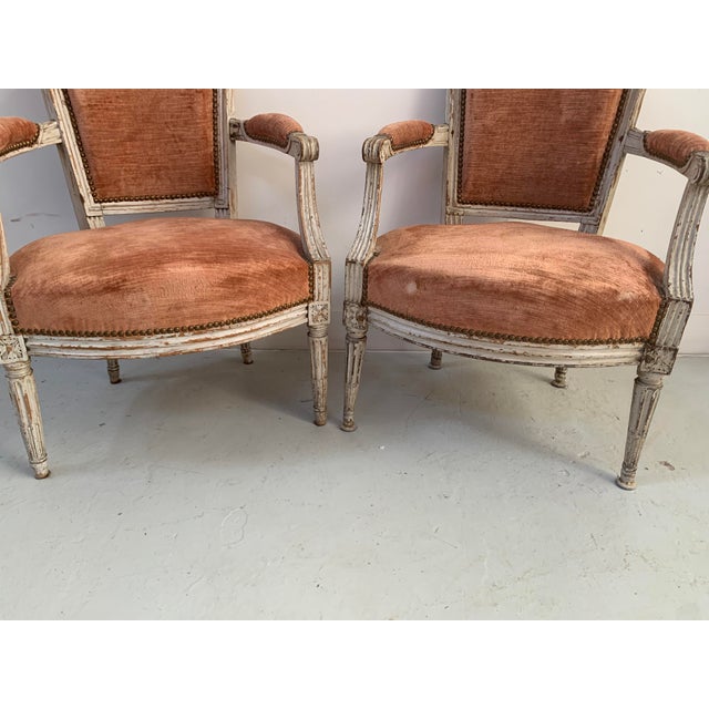 Louis XVI Style Armchairs in Patinated Beechwood, 19th Century, Set of 2 For Sale - Image 10 of 18