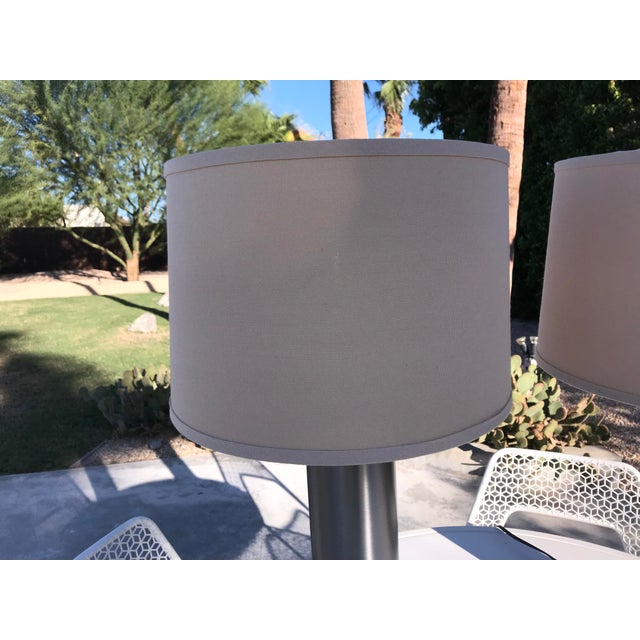 Brushed Chrome Cylinder Table Lamps by Kovacs for Kovacs