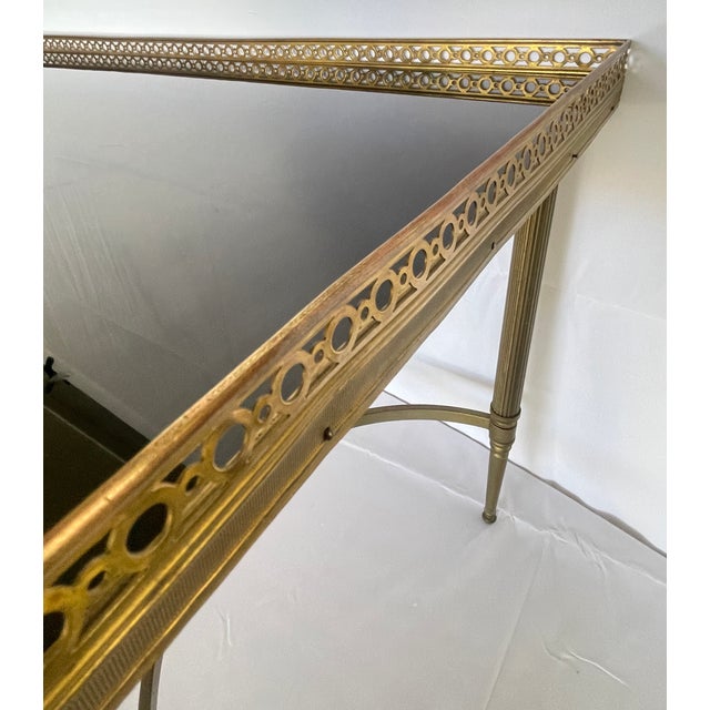 Black Glass & Gallery Cocktail Table Attributed to Maison Jansen, 1940 For Sale - Image 13 of 18