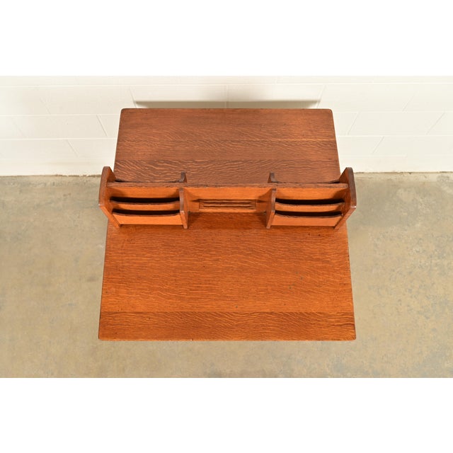 Limbert Antique Mission Oak Arts & Crafts Double Desk or Partner's Desk, Circa 1910 For Sale - Image 9 of 13