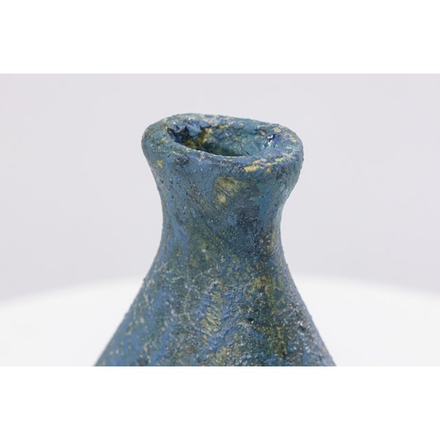 Italian Marcello Fantoni Vase C. 1950s Signed Modernist Textured Volcanic Glazed Ceramic For Sale - Image 3 of 5