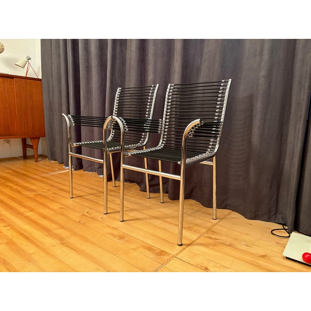 Black Set of Sandows Chairs by Rene Herbst, 1980s For Sale - Image 8 of 17