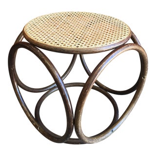 1960s Vintage Bentwood and Cane Ottoman For Sale