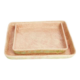 Vintage Glazed Ceramic Nesting Trays - Set of 2 For Sale