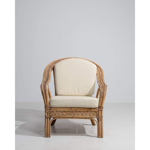 Cream Mid 20th Century France Cream Bamboo Armchair For Sale - Image 8 of 11
