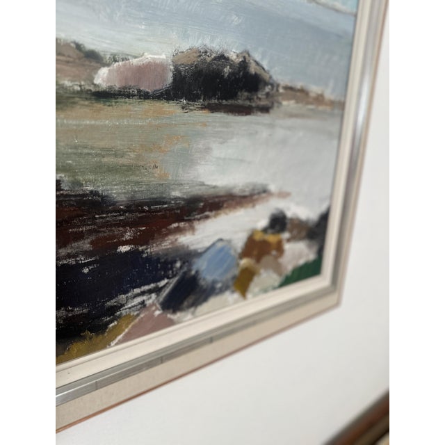 Original Swedish Oil on Canvas – "Coast" by Helge Cardell – Vintage & Framed – 68 × 117 cm (26.8" × 46.1") A large and...